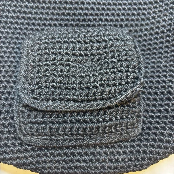 The Sak Black Woven CROCHET Lined Backpack Style Boho Purse Handbag - Picture 8 of 10